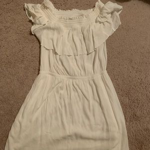 White off the shoulder dress.